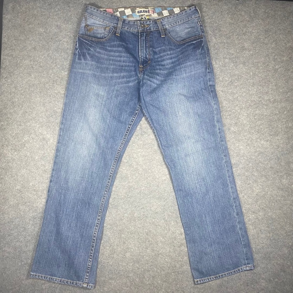 Quiksilver QuikJean Mens Relaxed Fit Blue Denim Jeans Size 33x29 Skate Hip Hop